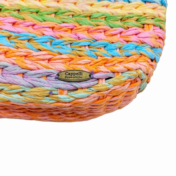 Cappelli Rainbow Jeweled Woven Handbag With Beaded Double Handle - Picture 5 of 14